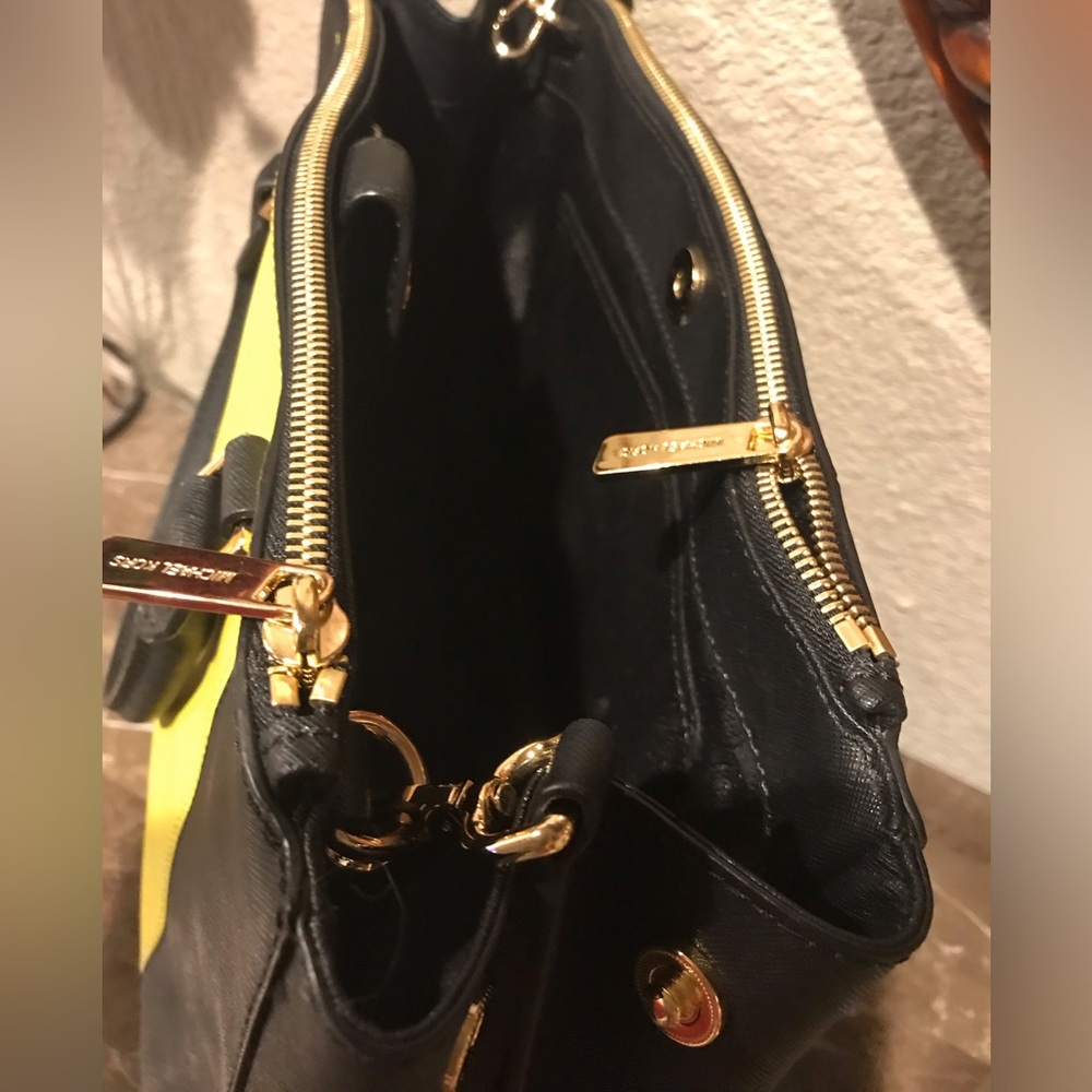 Michael Kors Black and Yellow Satchel with Gold Hardware - Picture 8 of 13